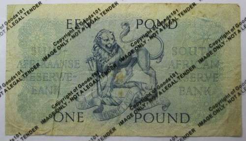 ONE POUND 1955 SOUTH AFRICA BANKNOTE SERIAL No BI98 990261 - RAKN/153