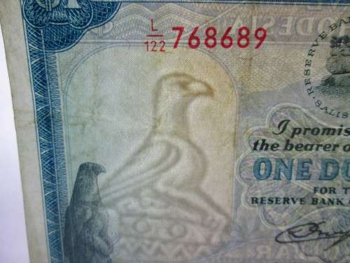 ONE DOLLAR 1979 RESERVE BANK OF RHODESIA BANKNOTE SERIAL *ZIMBABWE BIRD* No L122 768689 - RAKN/188