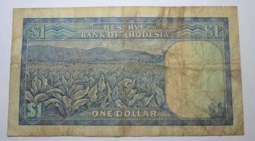 ONE DOLLAR 1979 RESERVE BANK OF RHODESIA SERIAL No L120 977602 WATERMARK ZIMBABWE BIRD - RAKN/6