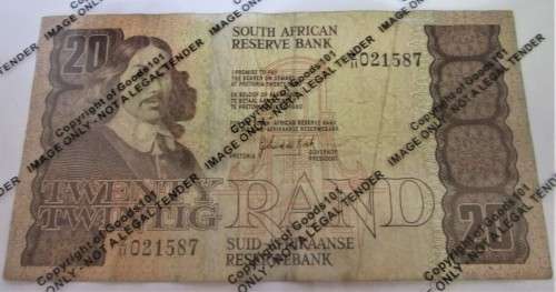 Twenty Rand Republic of South Africa Serial Nr Z11 021587 Replacement Note
