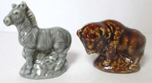 Zebra and Bison Wildlife Wade Figurines 1986 to 1987