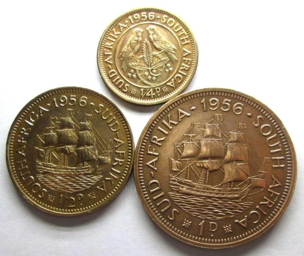 1956 Quarter with Half and One Penny Union of South Africa