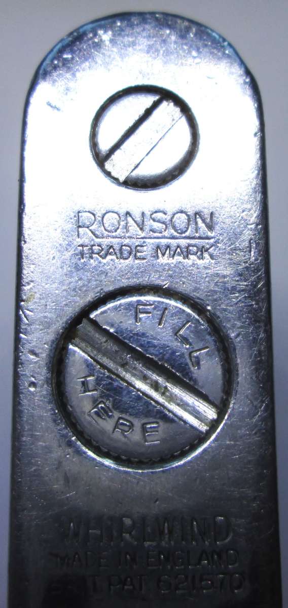 Ronson Lighter Whirlwind made in England Pat 621570
