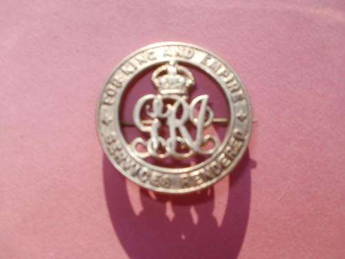 SILVER WAR BADGE - SOUTH AFRICAN ISSUE - CLASP INTACT AND WORKING