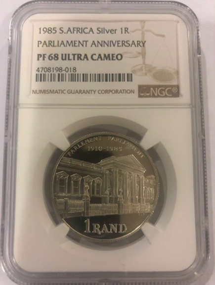 *** 2nd Finest Grade *** 1985 Parliament Anniversary Proof Silver R1 - NGC Graded PF68 Ultra Cameo.