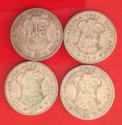 4 x 50% UNION SILVER TWO SHILLINGS