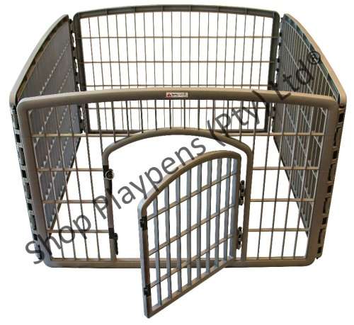 Grey pet playpen with gate®