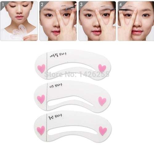 THE POPULAR EYEBROW STENCIL TOOL MAKEUP EYE BROW TEMPLATE SHAPER MAKE UP TOOL 3 STYLES/SET