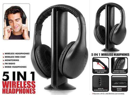 5 in 1 Wireless Headphones with FM Radio
