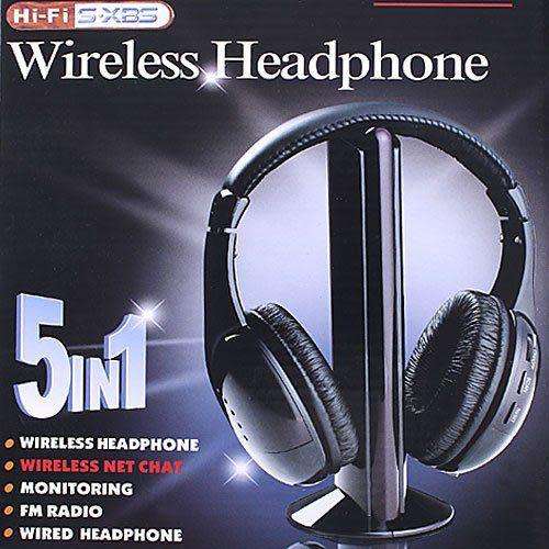 5 in 1 Wireless Headphones with FM Radio