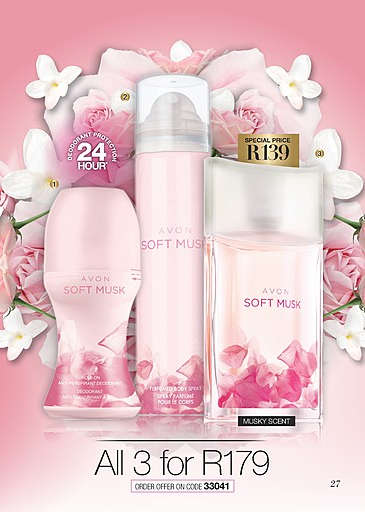 Avon Soft Musk Roll-On Deo/Perfumed Body Spray and Eau De Toilette ALL 3  FOR ONLY R179!!!
