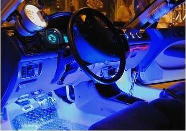 2 LED NEON TUBES  BLUE  CAR CHARGER ADAPTOR