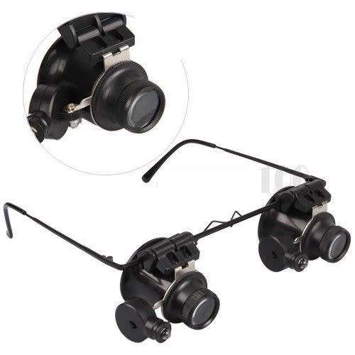JEWELER WATCH REPAIR 20X BINOCULAR MAGNIFIER MAGNIFYING LOUPE LENS LED LIGHT