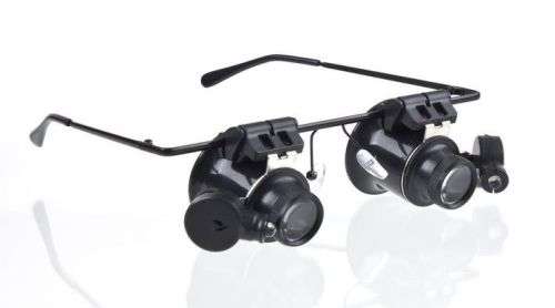 JEWELER WATCH REPAIR 20X BINOCULAR MAGNIFIER MAGNIFYING LOUPE LENS LED LIGHT