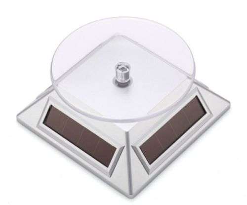 SOLAR SHOWCASE 360 TURNTABLE ROTATING JEWELRY WATCH PHONE RING DISPLAY STAND.