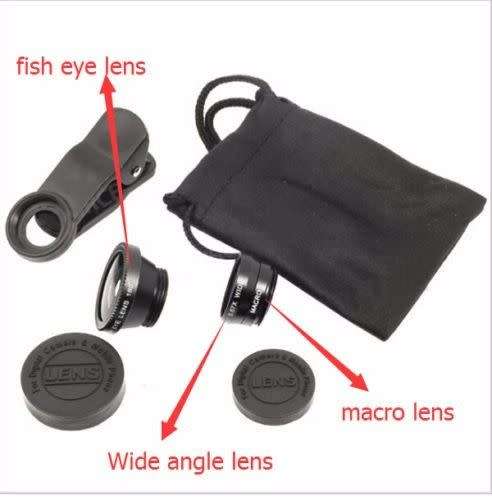UNIVERSAL 3IN1 CLIP ON CAMERA LENS KIT WIDE ANGLE FISH EYE MACRO FOR SMART PHONE