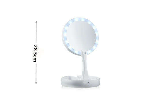 FOLD AWAY MIRROR LED-ILLUMINATED DOUBLE SIDED