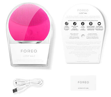 FOREO LUNA MINI 2 FACIAL CLEANSING BRUSH, GENTLE EXFOLIATION AND SONIC CLEANSING