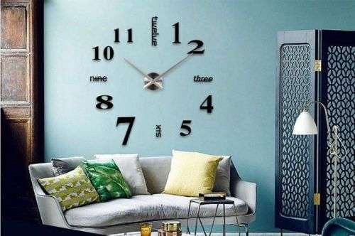 MODERN WALL CLOCK LIVING ROOM DIY 3D HOME DECORATION LARGE ART DESIGN