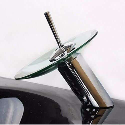 MODERN STYLE KITCHEN BATHROOM VESSEL BASIN SINK GLASS WATERFALL MIXER TAP FAUCET