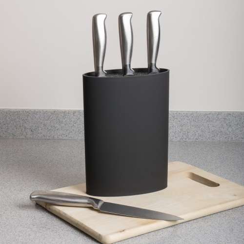BLACK UNIVERSAL STYLISH SPACE SAVING KNIFE HOLDER BLOCK ORGANISED AND CLEAN