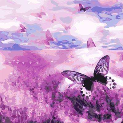 PAINTING BY NUMBERS---PURPLE BUTTERFLIES