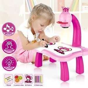 KIDS MULTI FUNCTIONAL EDUCATIONALLY DRAWING PAINTING TOY PROJECTOR LEARNING DRAWING DESK