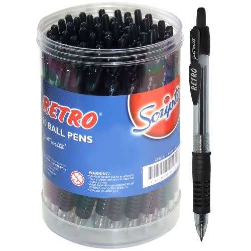 1 Scripto Retro Ball Pen Black Single
