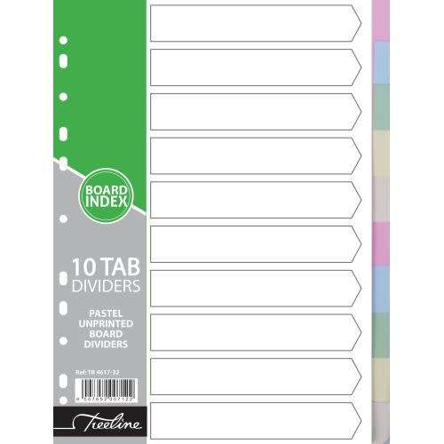 Dividers A4 Board 10 Tab Pastel Assorted