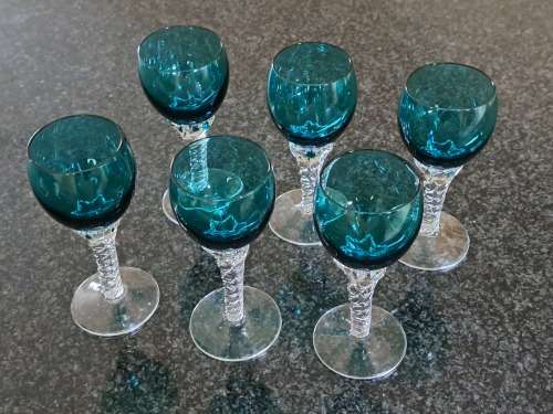 Vintage Empoli Teal Glasses x6