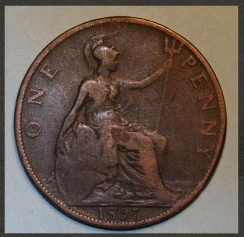 Crazy R1 Start!  1897 Victorian One Penny of Great Britain