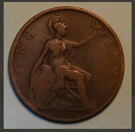 Crazy R1 Start!  1899 Victorian One Penny of Great Britain