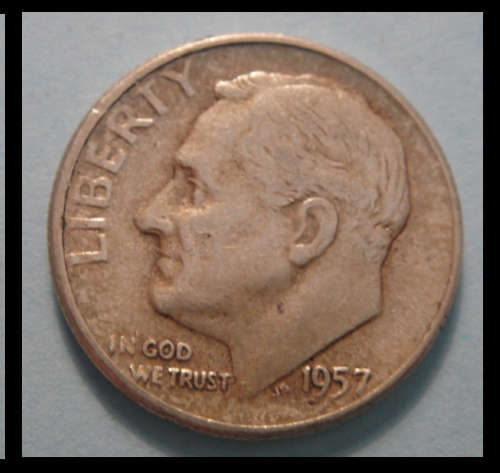 Crazy R1 Start!  1957 SILVER Dime of the United States of America