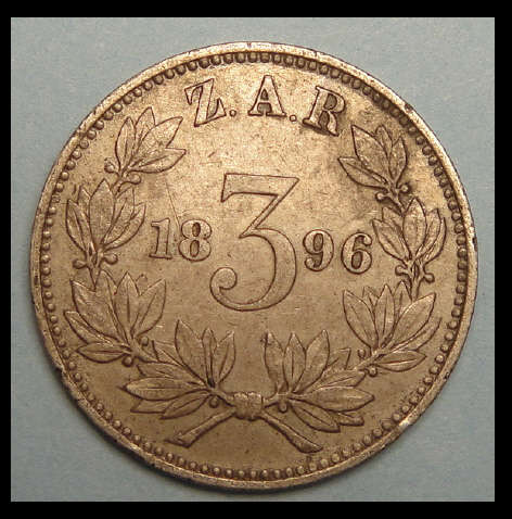 Crazy R1 Start! 1896 Paul Kruger ZAR Sterling Silver Tickey (Uncirculated or close to UNC)