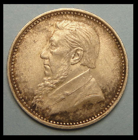 Crazy R1 Start! 1897 Paul Kruger ZAR Sterling Silver Tickey (Uncirculated or close to UNC)