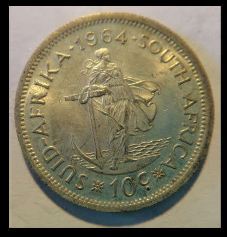 Crazy R1 Start! Republic of South Africa, SILVER Ten Cent of 1964