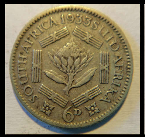 Crazy R1 Start! Union of South Africa Coins Silver Sixpence of 1933