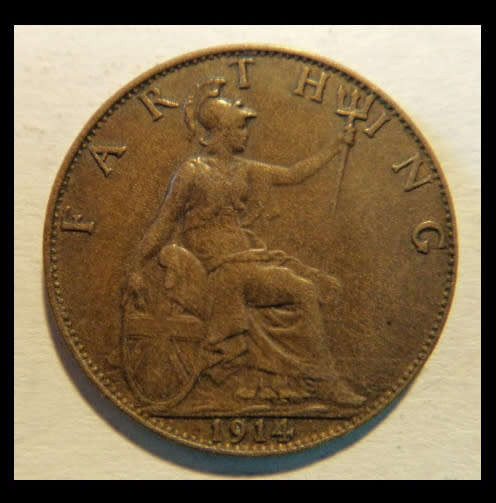 Crazy R1 Start! Great Britain,  Georgian Quarter Penny (Farthing) of 1914