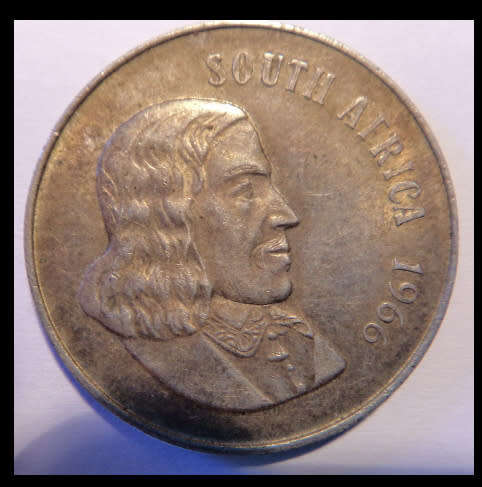 Crazy R1 Start! Republic of South Africa, SILVER One Rand of 1966 (E)