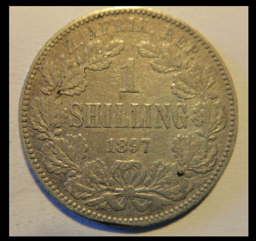 Crazy R1 Start! Paul Kruger SILVER Z.A.R. One Shilling of 1897