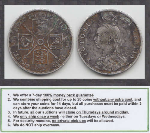 Crazy R1 Start! Great Britain, Victorian Sterling SILVER Florin // 2-Shillings of 1890