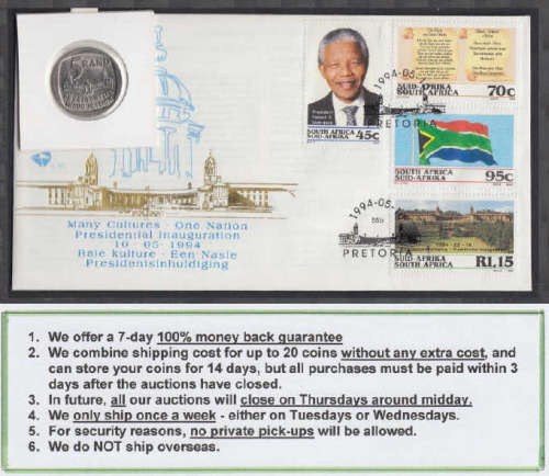 Crazy R1 Start! Nelson Mandela Presidential First Day Cover with Mint State R5 of 1994