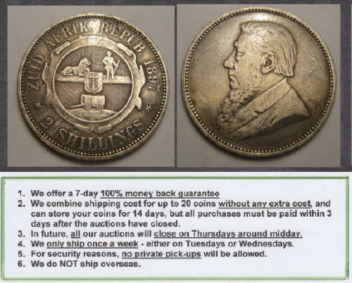 Crazy R1 Start! Paul Kruger Republiek SILVER 2-Shillings of 1897 (Catalogue value R300+)