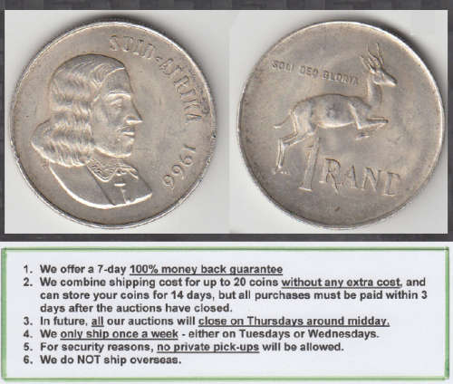 Crazy R1 Start! Republic of South Africa: Silver R1 of 1966 (Afrikaans)