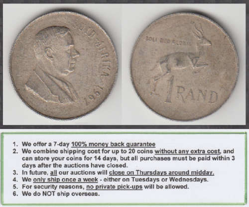 Crazy R1 Start! Republic of South Africa: Silver R1 of 1967 (Afrikaans)