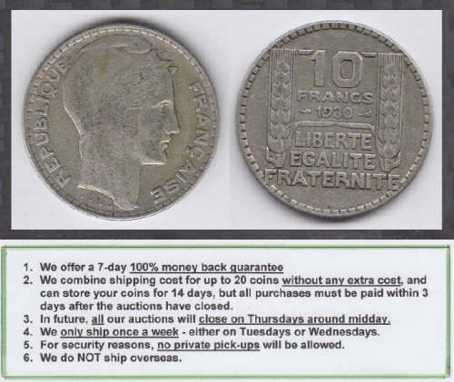 Crazy R1 Start! France SILVER 10-Francs of 1930