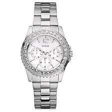 *** GUESS STAINLESS STEEL SILVER CRYSTAL LADIES WATCH - U11052L1 *** BRAND NEW ***
