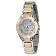 *** FOSSIL TWO TONE MOTHER OF PEARL LADIES WATCH - AM4231 *** BRAND NEW ***