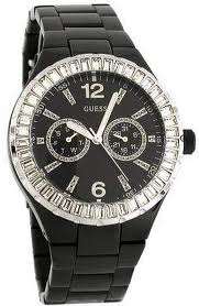 *** GUESS BLACK CHILL CRYSTAL LADIES WATCH - G13553L *** BRAND NEW!! **