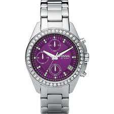 *** FOSSIL DECKER PURPLE DIAL CHRONO LADIES WATCH - ES2684 *** BRAND NEW!! ***